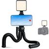 Fotopro Treppiede flessibile per smartphone, Fotopro Mini treppiede per fotocamera con supporto per telefono con luce video, treppiede Octopus portatile per Youtube Vlogging Live Streaming Selfie
