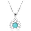 COAI Collana da Donna in Argento Sterling 925 con Ciondolo Fiore di Loto di Turchese Naturale, Collana Turchese da Donna