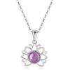 COAI Collana da Donna in Argento 925 e Pietre Dure con Ciondolo Fiore di Loto di Ametista, Collana Ametista Naturale da Donna