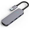 MMOBIEL Hub USB-A a 4 porte USB-A - Splitter USB 3.0 4 in 1 - Trasferimento dati 5Gbps - Adattatore compatto in alluminio - Compatibile con laptop, desktop, tastiere, mouse, stampanti e altro