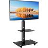 BONTEC Supporto TV da Pavimento da 30-70 Pollici, Altezza Regolabile, Ripiani in Vetro Temperato, Carrello TV Portatile con Ruote, Fino a 40kg, VESA Max 600x400mm