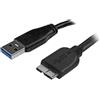 StarTech.com Cavo USB 3.0 (5Gbps) Tipo A a Micro B slim, Connettore USB3.0 A a Micro B slim SuperSpeed Maschio/Maschio, 15cm