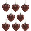 Christmas Concepts® Confezione da 8-60mm Baubles a Forma di Cuore con Decorazioni Natalizie - Glitter Baubles Decorati (Mocha)