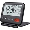 NOKLEAD Sveglia da viaggio digitale - Mini orologio display LCD portatile retroilluminazione Calendario Temperatura Snooze Specchio per il trucco, orologio pieghevole per camera da letto (nero)