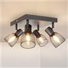 Dehobo Faretti Led Soffitto Orientabili, Faretti da Soffitto E14 Nero, Quadrato Lampadario Faretti, Faretti Soffitto per 4 Lampadine per Cucina Camera Da Letto Soggiorno, Lampadina Non Inclusa