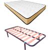 DUÉRMETE ONLINE Letto completo con materasso viscopeque reversibile (lato inverno/estate) + rete basica con gambe morsetto, acciaio legato, grigio, 105 x 190