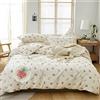 DREAMINGO Set di biancheria da letto con copripiumino e 2 federe, in cotone, leggero, con cerniera, per camera da letto, motivo fragola, per bambine, 3 pezzi, con 2 federe, colore: bianco panna