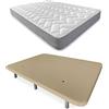DUÉRMETE ONLINE - Letto completo con materasso viscotec reversibile + base imbottita rinforzata beige con 6 gambe metalliche filettate, 105 x 190