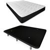 DUÉRMETE ONLINE Letto completo con materasso Pocket Visco Reversibile + Base imbottita rinforzata Colore Nero con 6 gambe, Legno, 150 x 190