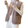 YAOTT Gilet in Finto Agnello da Donna in Pile Teddy Morbido - Giacca Invernale Calda Senza Maniche Con Zip Intera - Comfort Gilet di Lana per Il Freddo - Cachi L