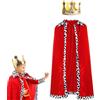 YIMOJOY Costume da Re Mantello per Bambini 90 cm / 130 cm / 150 cm Mantello da Re con Corona, Costume da Principe per la Festa del Principe, Carnevale Cosplay di Halloween (90 cm)