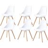 buybyroom Set di 6 sedie moderne imbottite, sedie per sala da pranzo, sedie per cucina, sedie per soggiorno, sedie per sala conferenze, sedie per camera da letto, gambe faggio, bianco