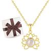 COAI Collana da Donna in Argento Placcato Oro e Pietre Semipreziose con Ciondolo Fiore di Loto di Pietra di Luna