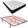 DUÉRMETE ONLINE - Letto completo con materasso Pocket Visco Reversibile (lato inverno/estate) + Rete Basic con 6 gambe morsetto, 150 x 190 cm