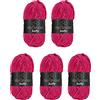 Wollbiene Softy, 5 gomitoli di lana di ciniglia da 100 grammi, per lavorare a maglia, lana per bambini, 500 g di ciniglia Super Bulky Crochet Yarn (fucsia 83)