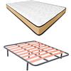 DUÉRMETE ONLINE Letto completo con materasso viscopeque reversibile (lato inverno/estate) + rete basica con gambe morsetto, acciaio legato, grigio, 135 x 190