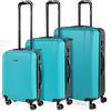 ITACA - Set valigie - Set Valigie Rigide Offerte. Valigia Grande Rigida, Valigia Media Rigida e Bagaglio a Mano. Set di Valigie con Lucchetto Combinazione TSA, Turchese/antracite