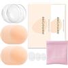 Memoryee Copricapezzoli, Ultra Sottili Copri Capezzoli da Donna Cuscinetti per Capezzoli Silicone Adesivi Riutilizzabili Pasties Invisibili Reggiseni Petali Seno [8 cm]/Skin/6