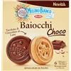 Mulino Bianco Biscotti Baiocchi Choco, Biscotto di Pastafrolla e Tavoletta di Cioccolato al Latte con Nocciole, Ottimi come Snack 144 gr