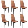 Drumm Sedie per sala da pranzo,Dining Chairs Moderne,Sedie da pranzo con schienale alto,Faux Leather,Metal Legs,Sedile imbottito spesso (Brun-6)