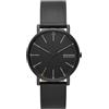 Skagen Orologio Signatur per uomo, Movimento al quarzo a tre lancette con cinturino in pelle, 40 mm, Grafite