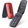 Panasonic KX-TU550EXR Telefono 4G Cellulare Essenziale per Anziani a Conchiglia, Fotocamera da 1.2MP, Telefono per Anziani con Schermo Grande da 2.8, 300 Ore di Standby, Rosso