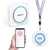 SINGCALL Tuya Wifi Smart Sistema di Pulsanti di Emergenza SOS, Sistema di Allarme Personale per Anziani/Pazienti/Disabili/Bambini, 1 Pulsante Antipanico Collegato al Telefono e 1 Ricevitore
