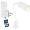 bmf-versand® Lampada da parete con interruttore - Lampada da parete per interni con spina - Lampada da parete bianca - Lampada da lettura Bianco - GU10