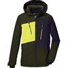 killtec Ragazzi Giacca da sci/giacca funzionale con cappuccio staccabile e ghetta antineve, impermeabile KSW 174 BYS SKI JCKT, dark olive, 128, 39896-000