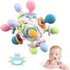 WixbFyn Gioco per bambini a forma di palla da afferrare, giocattoli sensoriali per la dentizione, anello per la dentizione in silicone, Montessori per l'infanzia, sonaglio per, regalo per da 3 a 18 mesi.