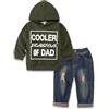 Volunboy 2 Pezzi Felpa con Cappuccio per Bambini + Jeans Blu Strappati, Bambino Maschio Autunno Vestiti Completi Abiti Set（18-24 mesi，Verde，Taglia 90）