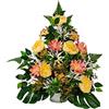 DRW Centro di Fiori Artificiali per Cimitero Chiese Matrimoni Centro Fiori per i Santi Rosa Giallo e Beige 75x55 cm