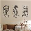 Photect Decorazione artistica da parete in metallo minimalista, 3 pezzi, stile astratto e moderno con donna, da appendere alla parete, disegno decorativo con sagoma femminile con singola linea da appendere