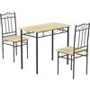 LafeuR Tavolo da pranzo con 2 sedie, set di tavolo e sedia per cucina soggiorno casa di faggio, colore grano di legno + telaio nero, 90 x 48 x 75 cm