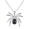 namana Collana Donna in Argento Sterling 925 Rodiato con Ciondolo Ragno, Pendente con Agata Nera e Zirconia Cubica, Collana Elegante per Donna e Ragazza, Gioiello in Argento 925