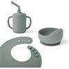 Ergobaby Set di stoviglie Basic per neonati e bambini a partire da 6 mesi, set pappa per bambini con tazza, ciotola e bavaglino, senza BPA, PVC e ftalati, Sage Green