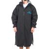 Lifeventure Accappatoio fasciatoio | Antivento Impermeabile Trattato Antiodore Cappotto Poncho Foderato Pile per Nuoto Surf Campeggio, Nero, M