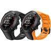 MoKo 2 Pezzi Cinturino Compatibile con Suunto Ambit 1/2/2S/2R/3/3 Sport/3 Run/3 Peak, Braccialetto di Ricambio in Morbido Silicone Accessori per Orologi, Nero + Arancione