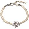 Alpenflüstern DAB074 - Bracciale da donna con perle e strass, con stella alpina, colore argento antico, colore bianco, 16.5 centimeters, 70% vetro, 10% ferro, 20% lega di metallo