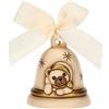 THUN - Campanella Limited Edition 2023 Crema con Teddy in Ceramica Decorata a Mano, Decorazioni Natale Casa, 7.3x7.3x8.5 cm h