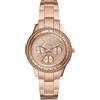 Fossil Orologio Stella per donna, Movimento cronografico al quarzo con cinturino in acciaio inossidabile, 37 mm, Tono oro rosa con glitter