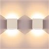 UPFORU 2 Pezzi 6W LED Applique Moderne in Alluminio su e giù per Lampada da Parete, Bianca Calda, Adatte per Soggiorno, Camera da letto, Scala e Sala da Pranzo, 3.9×3.8×2