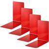 Alco-Albert 4301-12-4 Fermalibri in Metallo, 4 Pezzi, Rosso, 14 x 14 x 8,5 Cm, per Scuola, Ufficio e Casa