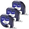 Labelwell 3x Nastri per Etichette per Dynmo 91201/91221 / S0721660 Nastro Nero su Bianco Compatibile per Dynmo XR LT-100H LT-100T 200B 80 Eichettatrice, 12mm x 4m