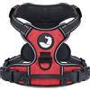 Joytale Pettorina Cane Taglia Grande, Pettorina ad h Traspirante Riflettente per Cane, Anti Tiro con 2 Ganci in Metallo, Gilet per Cani Regolabile per Camminare con Comodo Maniglia, Rosso, XL