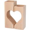 Wooden World - Coppia di portacandele in legno a forma di cuore - portacandele a forma di cuore