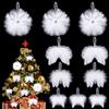 Becellen 10 Pezzi Ali d'angelo di Natale, Decorazioni Natalizie Bianche Fantasia Angelo Piuma Pendente Ali di Angelo per Albero di Natale