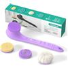 VOYOR 4-IN-1 Spazzola Schiena Doccia Spazzola Corpo Elettrica Spugna Doccia Silicone Con Manico Lungo IPX6 Impermeabile 4 Accessori Per Spazzola Esfoliante 2 Ingranaggi Spazzola Doccia BC300(Viola)