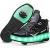 YongerYong Scarpe con Rotelle Pattini LED Luce per Ragazzi e Ragazze, Scarpe con Automatiche Rotelle Retrattile,Outdoor Multisport Ginnastica Running Sneaker per Bambino