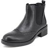 QUEEN HELENA Stivaletti Chelsea Bassi di Pelle con Tacco Senza Chiusura Casual Comodi Invernali Donna QH20V01 Nero 38